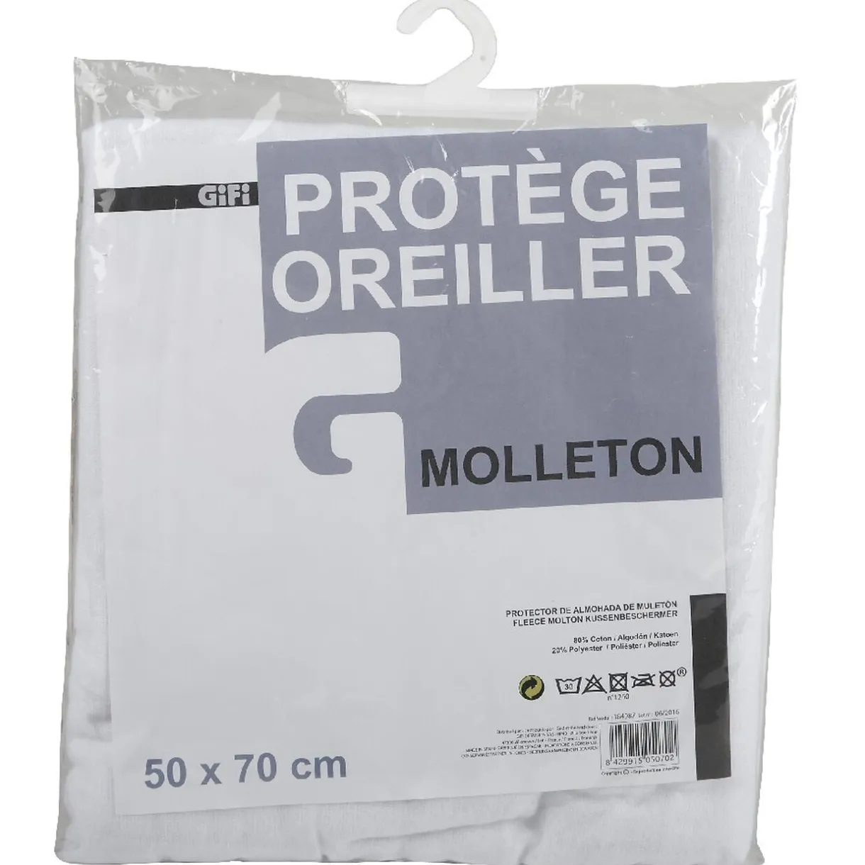 Protège oreiller anti acariens molleton rectangulaire blanc < Gifi Online