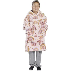 Pull plaid à capuche 63xH75cm - 2 modèles arc-en-ciel ou dinosaure < Gifi Hot
