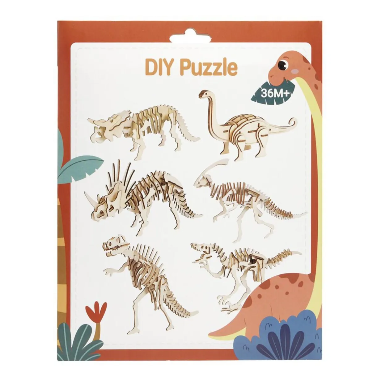 Puzzle 3D en bois squelette dinosaure H20,5cm < Gifi Outlet