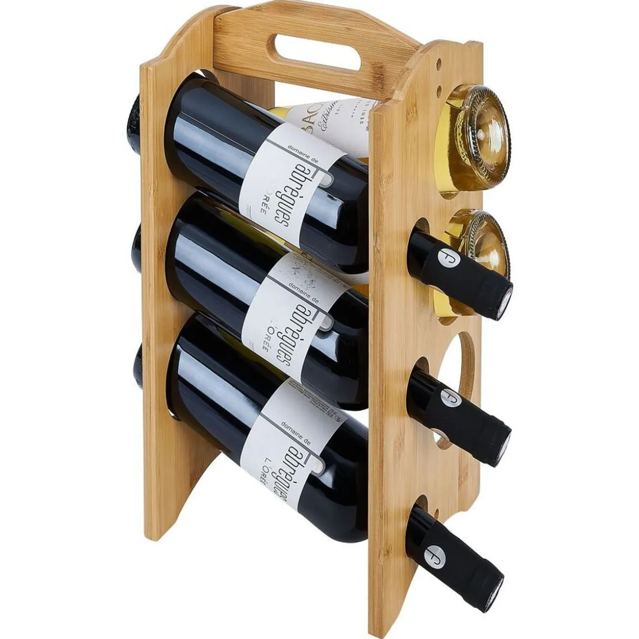 Range bouteille vertical 6 emplacements bambou 40x20xH17,8cm