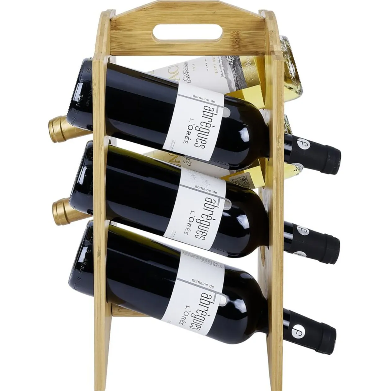 Range bouteille vertical 6 emplacements bambou 40x20xH17,8cm