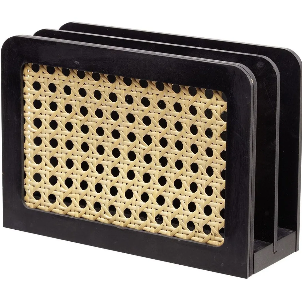 Range courrier cannage rotin naturel noir