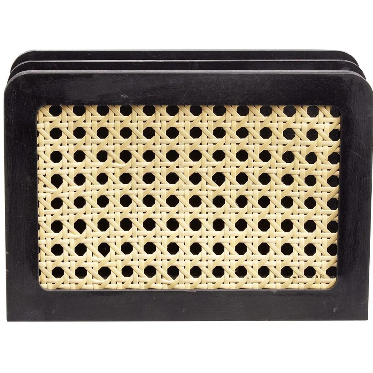 Range courrier cannage rotin naturel noir