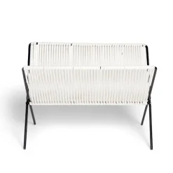 Range magazine coton blanc et métal 35,5x25x25cm