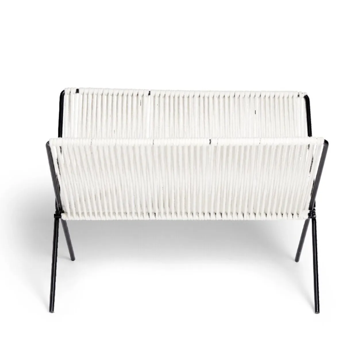 Range magazine coton blanc et métal 35,5x25x25cm