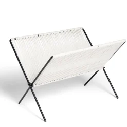 Range magazine coton blanc et métal 35,5x25x25cm