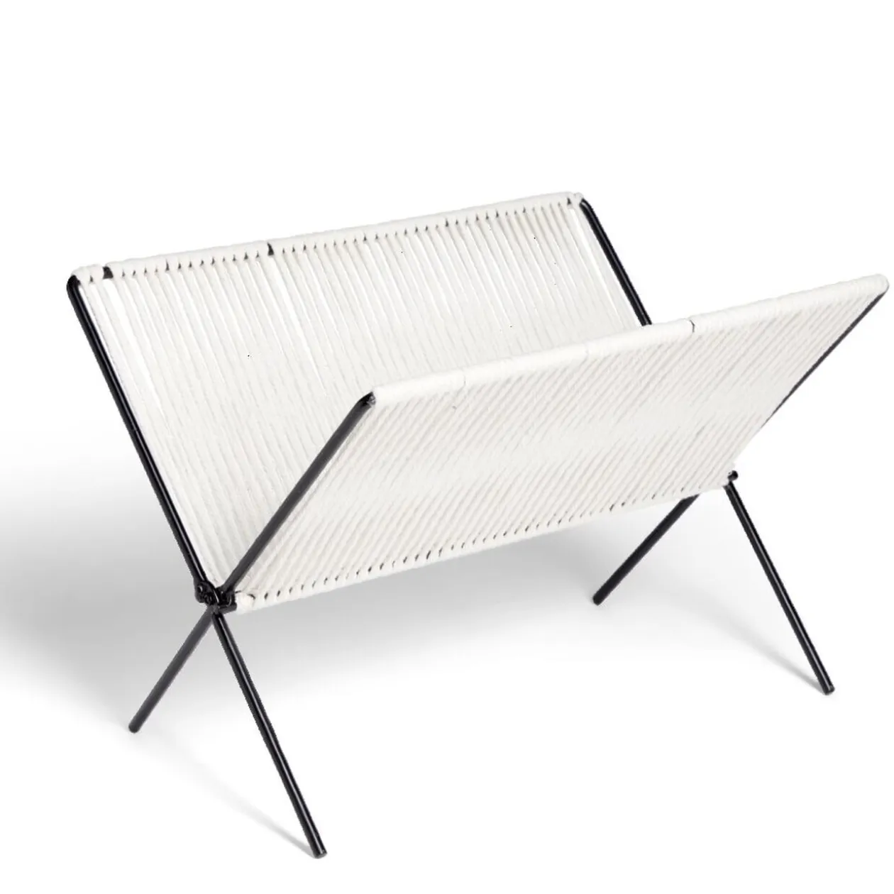 Range magazine coton blanc et métal 35,5x25x25cm