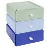 Rangement bureau 3 tiroirs verticaux plastique bleu et vert L19xP20xH22cm