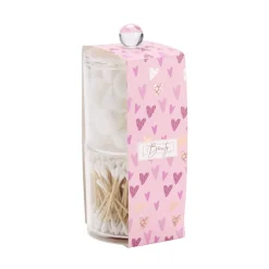 Rangement cosmétique plastique transparent avec coton et coton tige bambou Ø10xH19cm < Gifi Hot