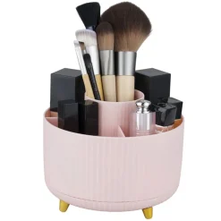 Rangement cosmétique rotatif plastique rose Ø15xH12,5cm < Gifi Discount