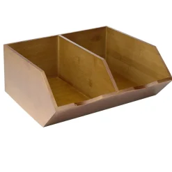 Rangement de cuisine 2 compartiments en bois et bambou brun 34x30,5xH13,5cm < Gifi