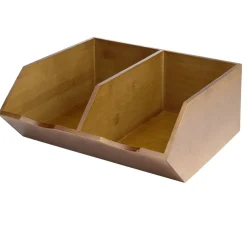 Rangement de cuisine 2 compartiments en bois et bambou brun 34x30,5xH13,5cm < Gifi