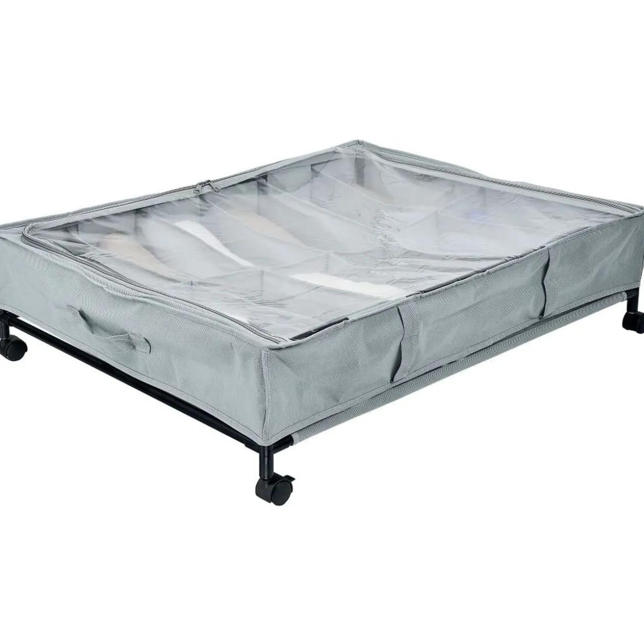Rangement dessous de lit 12 compartiments souple à roulettes 76x60xH20cm