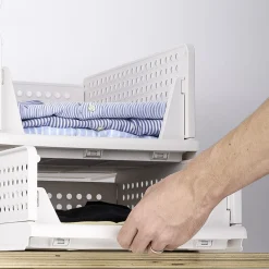 Rangement dressing superposable coulissant blanc grand modèle