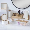 Rangement pour coton plastique transparent et bambou H20cm