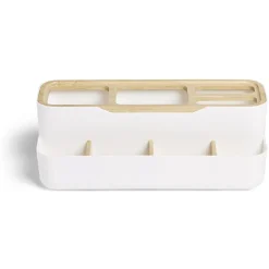 Rangement salle de bain bambou et plastique blanc < Gifi New