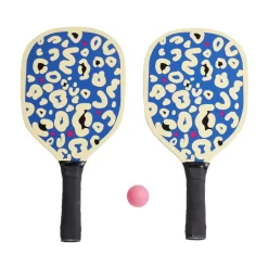 Raquette de plage léopard bleu + balle