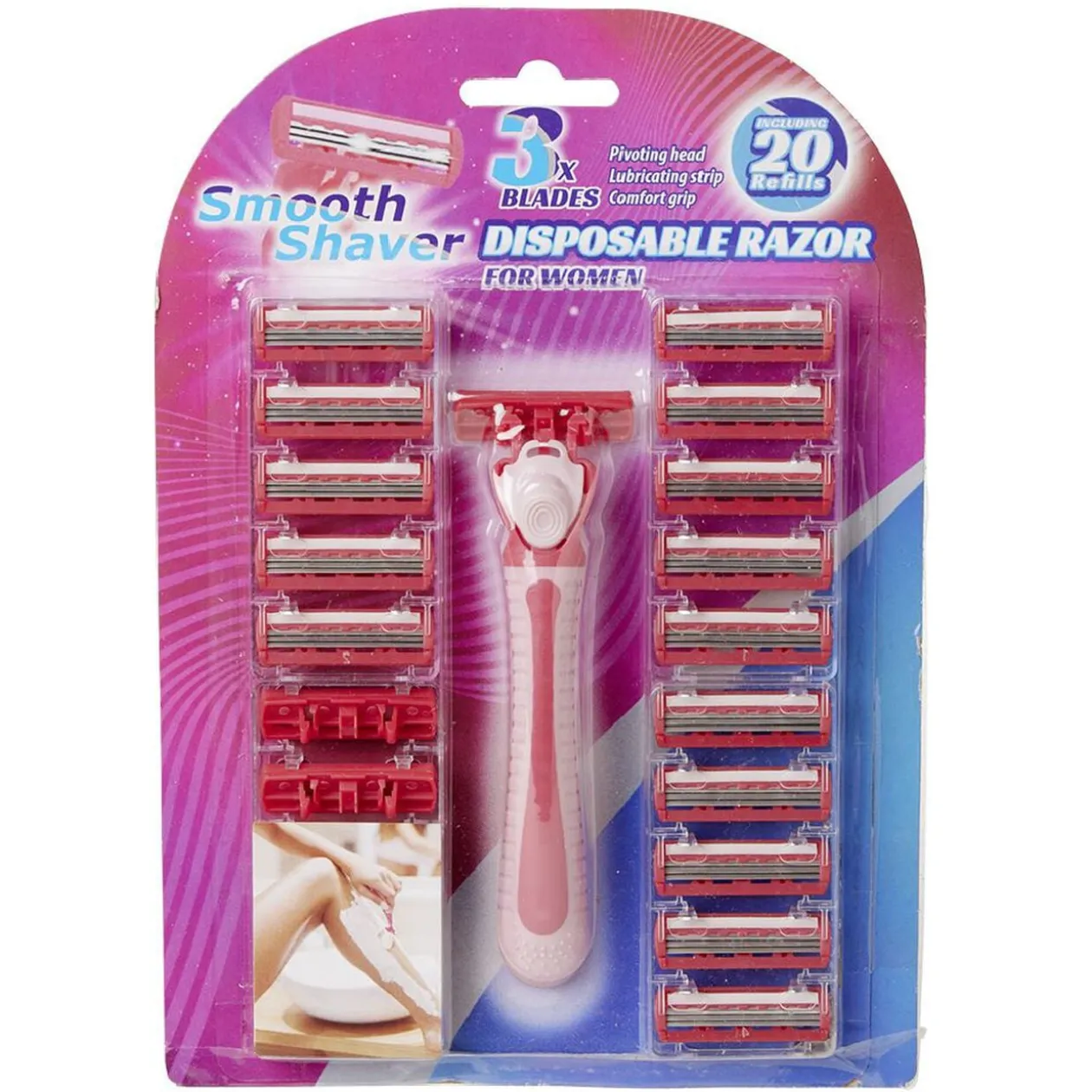 Rasoir femme avec 20 recharges 3 lames