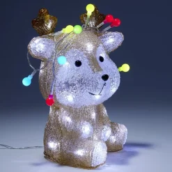 Renne de Noël bébé lumineux 40LED guirlande acrylique multicolore H26cm