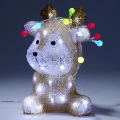 Renne de Noël bébé lumineux 40LED guirlande acrylique multicolore H26cm