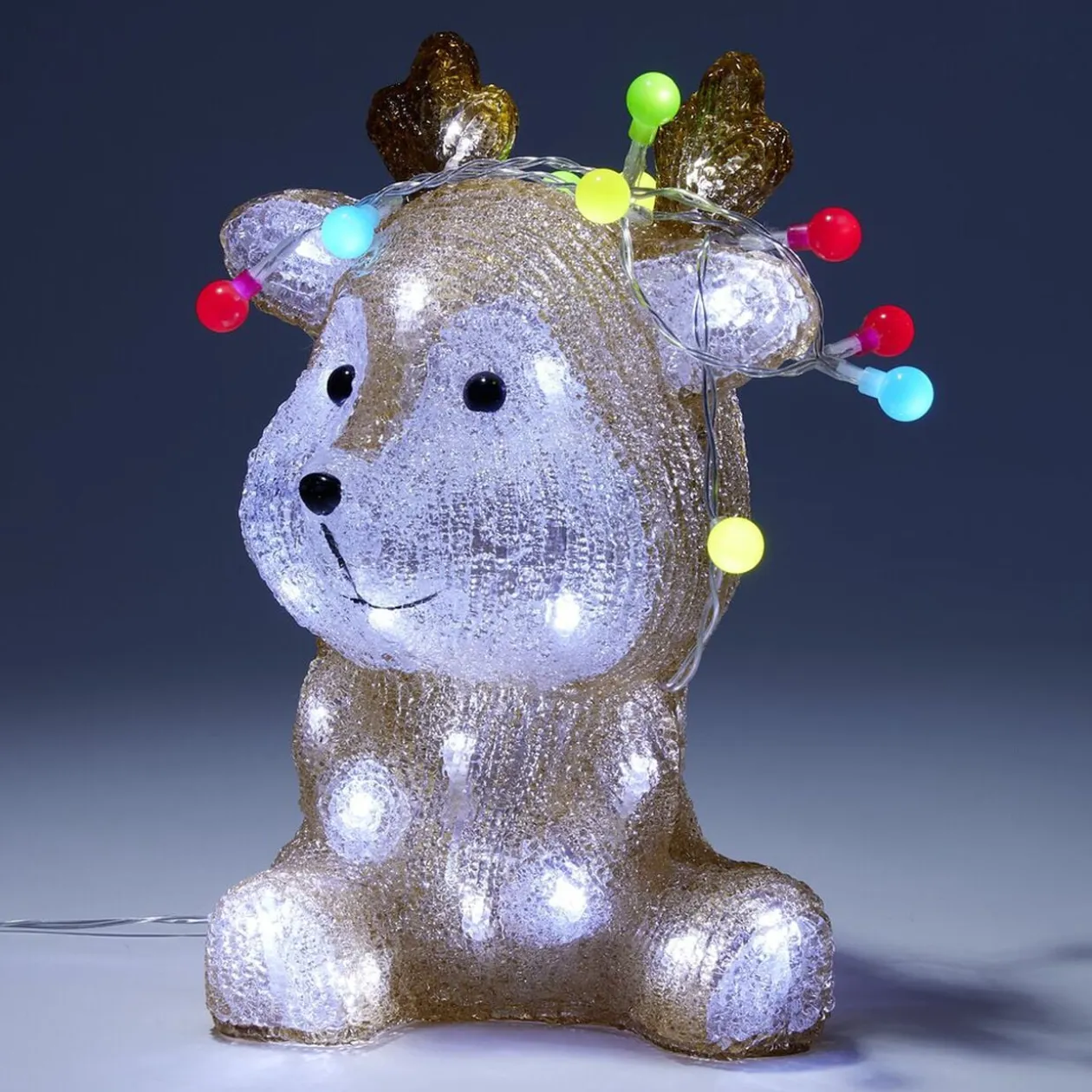 Renne de Noël bébé lumineux 40LED guirlande acrylique multicolore H26cm