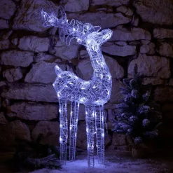Renne de Noël lumineux 80 LED blanc froid H100cm