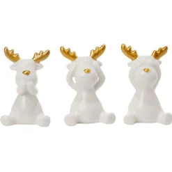 Renne en céramique blanc à poser blanc et doré H7cm x3 < Gifi New