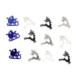 Rennes et traineau en bois pour décoration de table 12 pièces 2x2cm