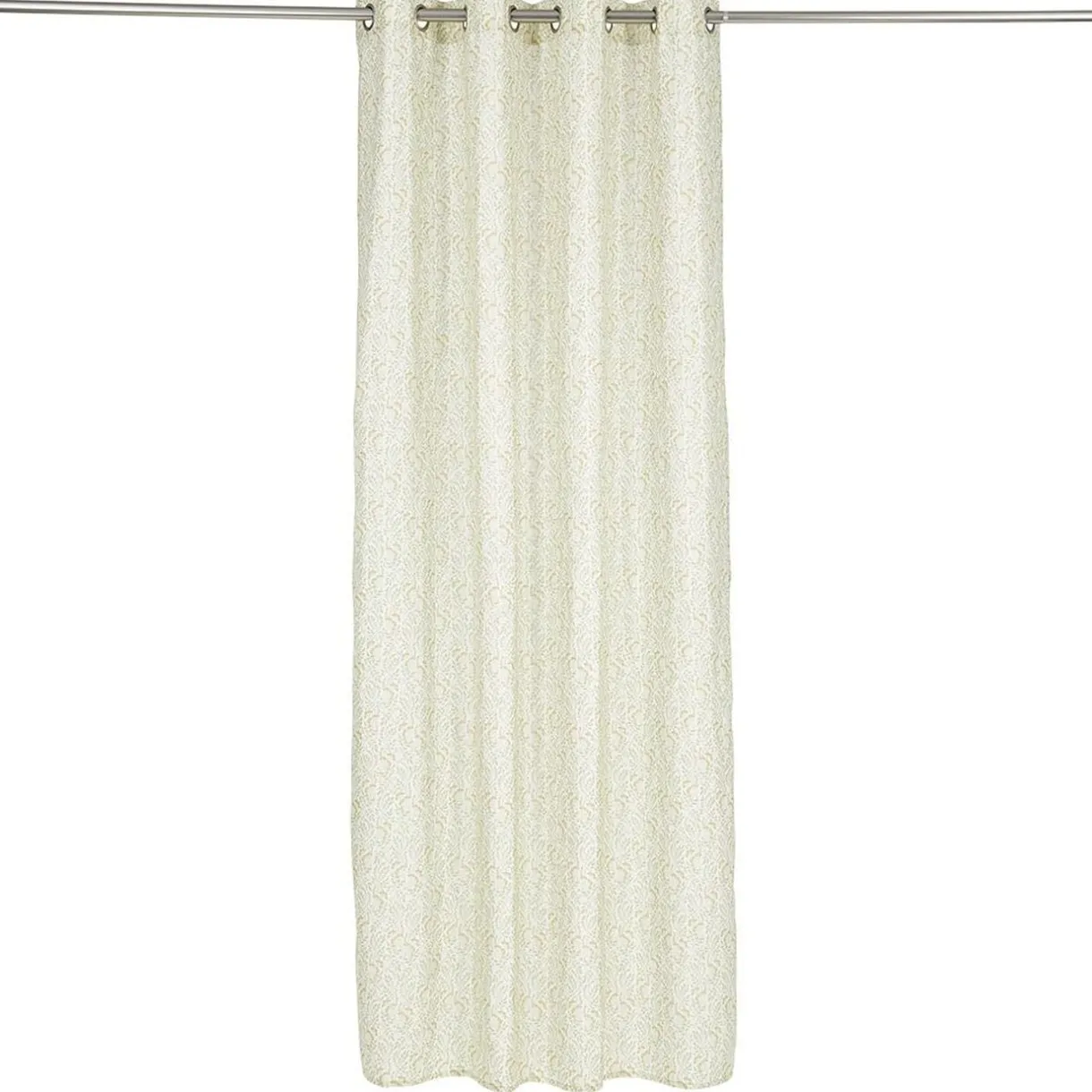Rideau blanc imprimé feuillage vert lin et polyester 140x240cm < Gifi Discount