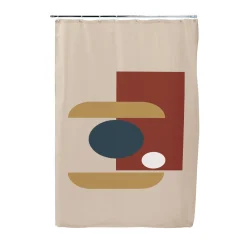 Rideau de douche beige motif moderne 180x200cm < Gifi Outlet