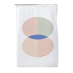 Rideau de douche blanc motif géométrique 180x200cm
