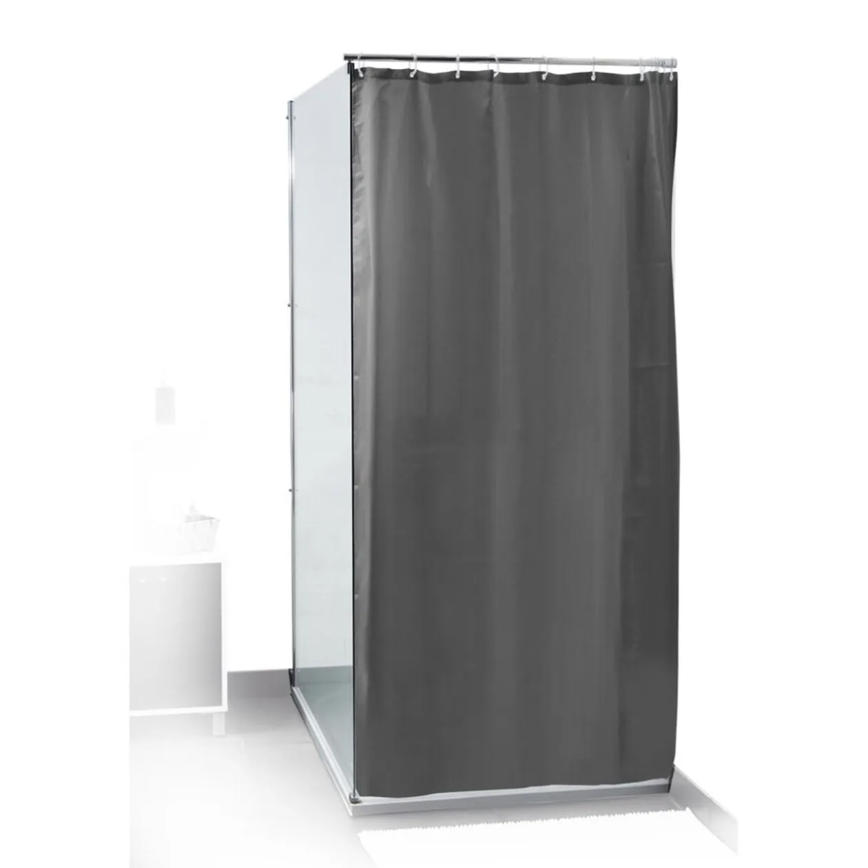Rideau de douche en plastique avec 12 anneaux 180x200cm (4 modèles)