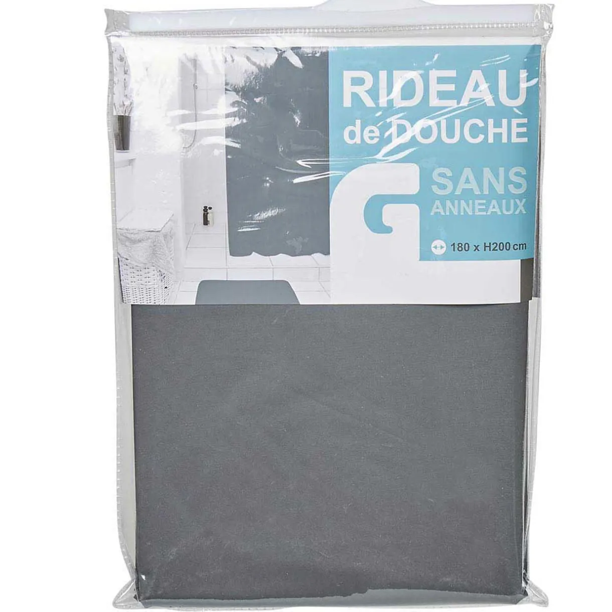 Rideau de douche gris foncé sans anneaux < Gifi Best