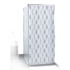 Rideau de douche motif graphique blanc noir 180x200cm 100% polyester