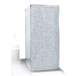 Rideau de douche motif mosaïque rosace blanc et gris 180x200cm < Gifi Clearance