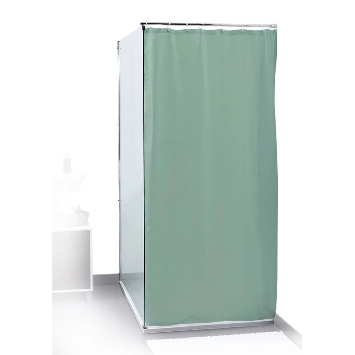 Rideau de douche uni vert d'eau 180x200cm 100% polyester < Gifi New