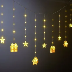 Rideau de fenêtre Noël 90LED lumineux figurines et étoiles L300cm < Gifi Online