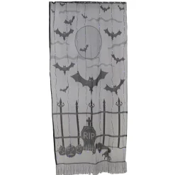 Rideau de porte Halloween LED lumineux nylon noir 110x210cm (2 modèles squelette ou chauve-souris) < Gifi New