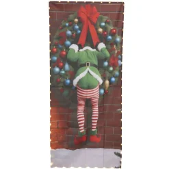 Rideau de porte lumineux 38LED décor lutin de Noël 90xH200cm