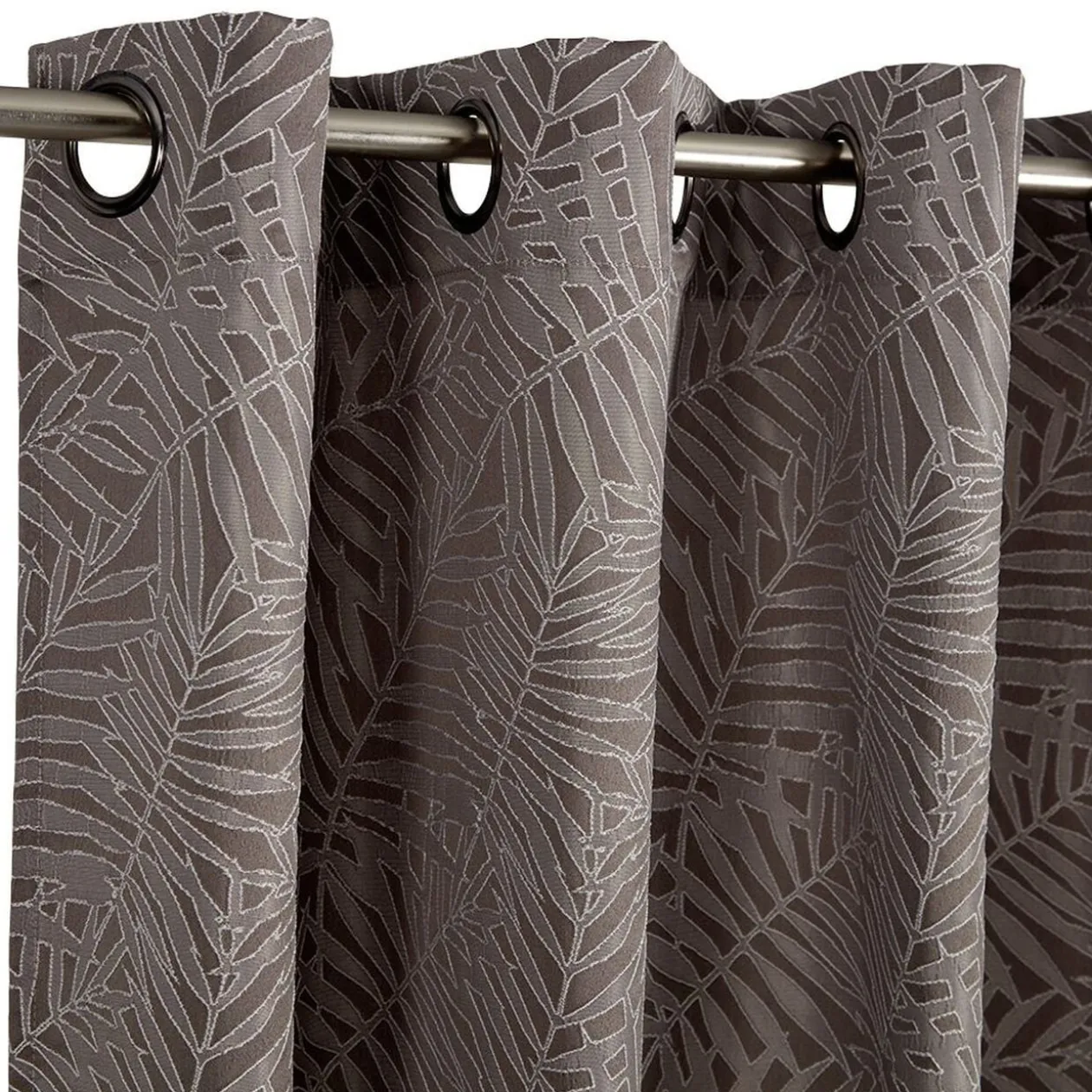 Rideau gris imprimé feuilles 100% polyester 140x240cm