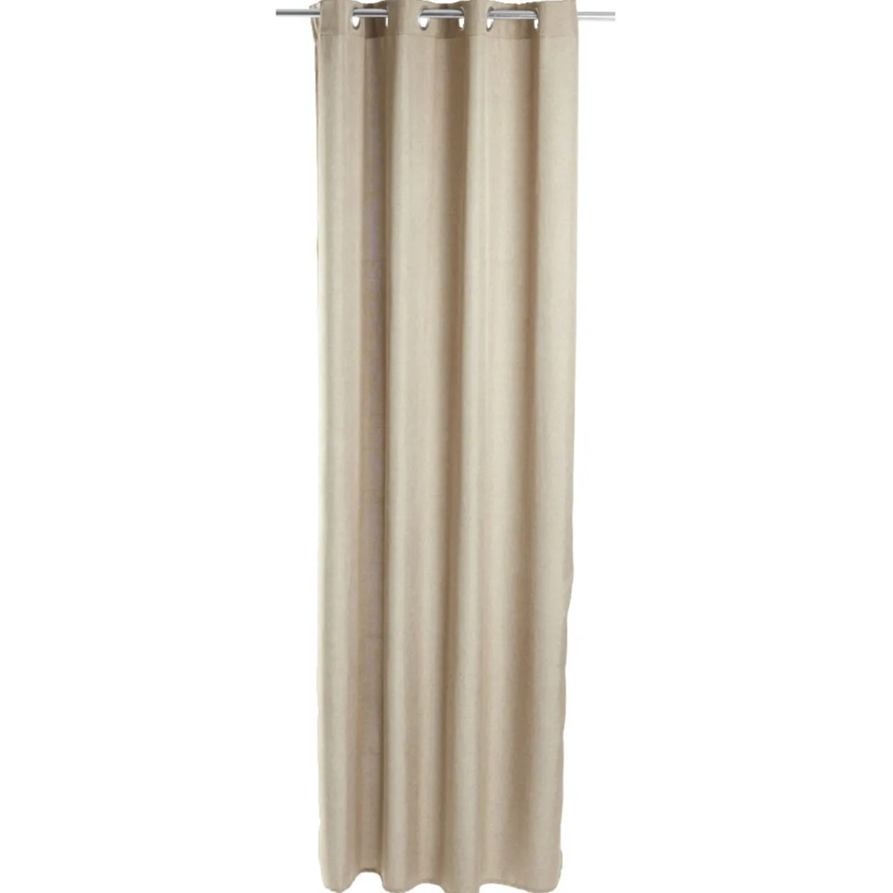 Rideau occultant à oeillets effet lin 140x240cm - 2 coloris beige ou gris