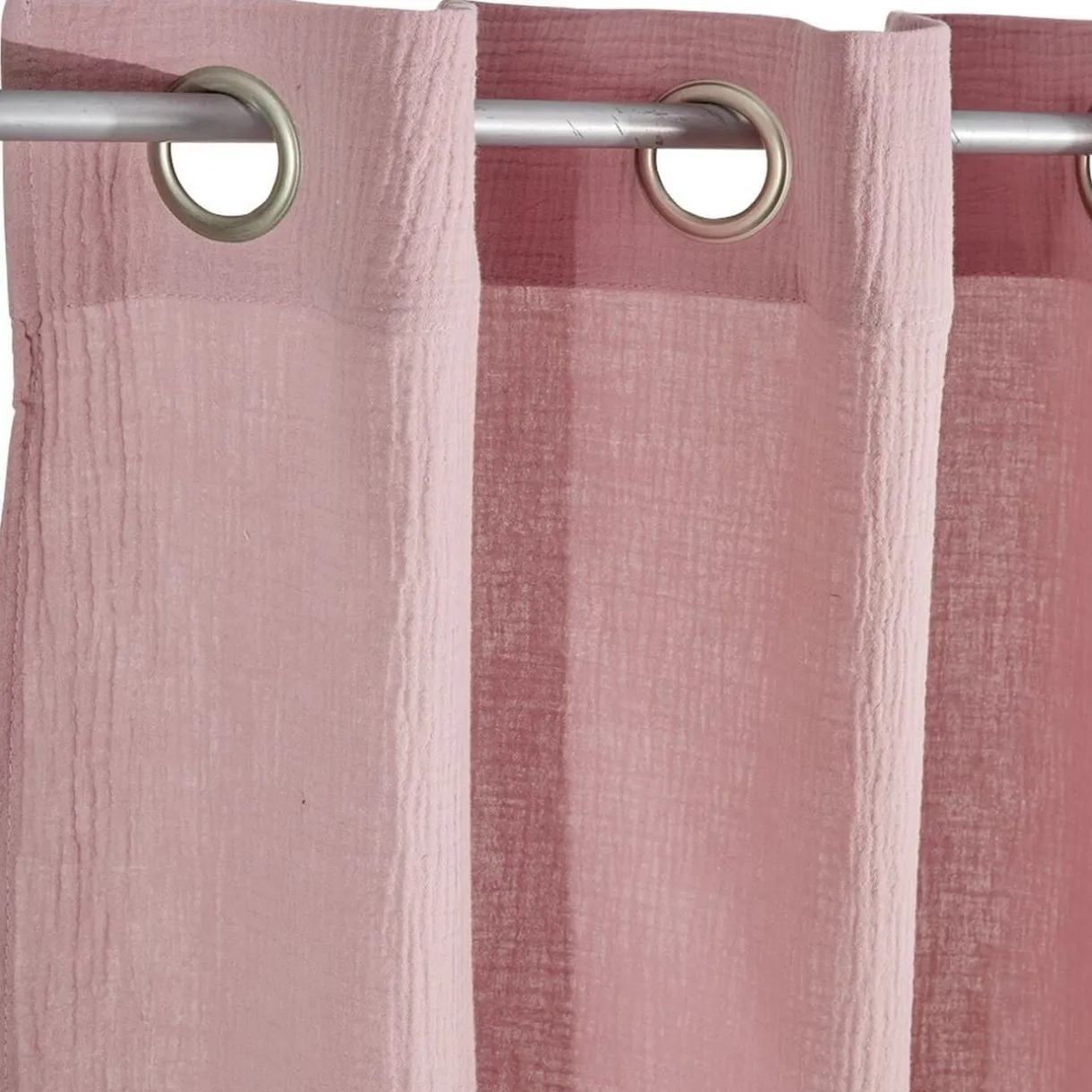 Rideau à oeillets gaze de coton rose uni 135xL240cm < Gifi Outlet
