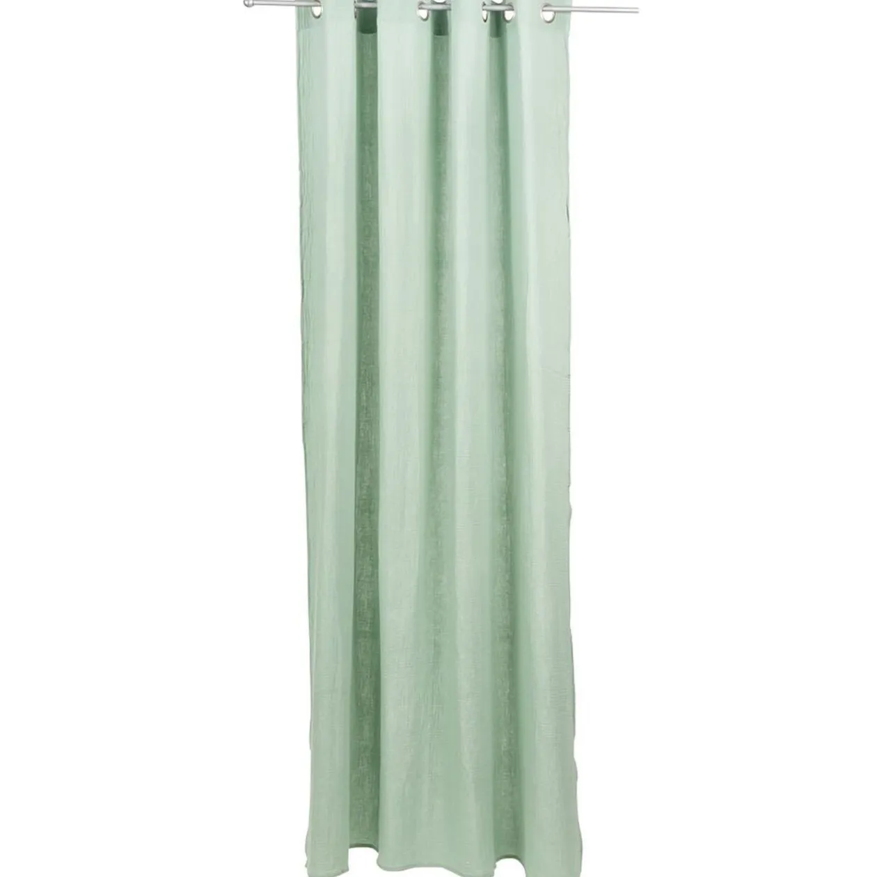 Rideau à oeillets gaze de coton vert uni 135xL240cm