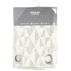 Rideau à oeillets motif jacquard taupe140x240cm < Gifi