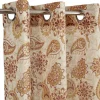 Rideau orange imprimé fleurs lin et polyester 140x240cm
