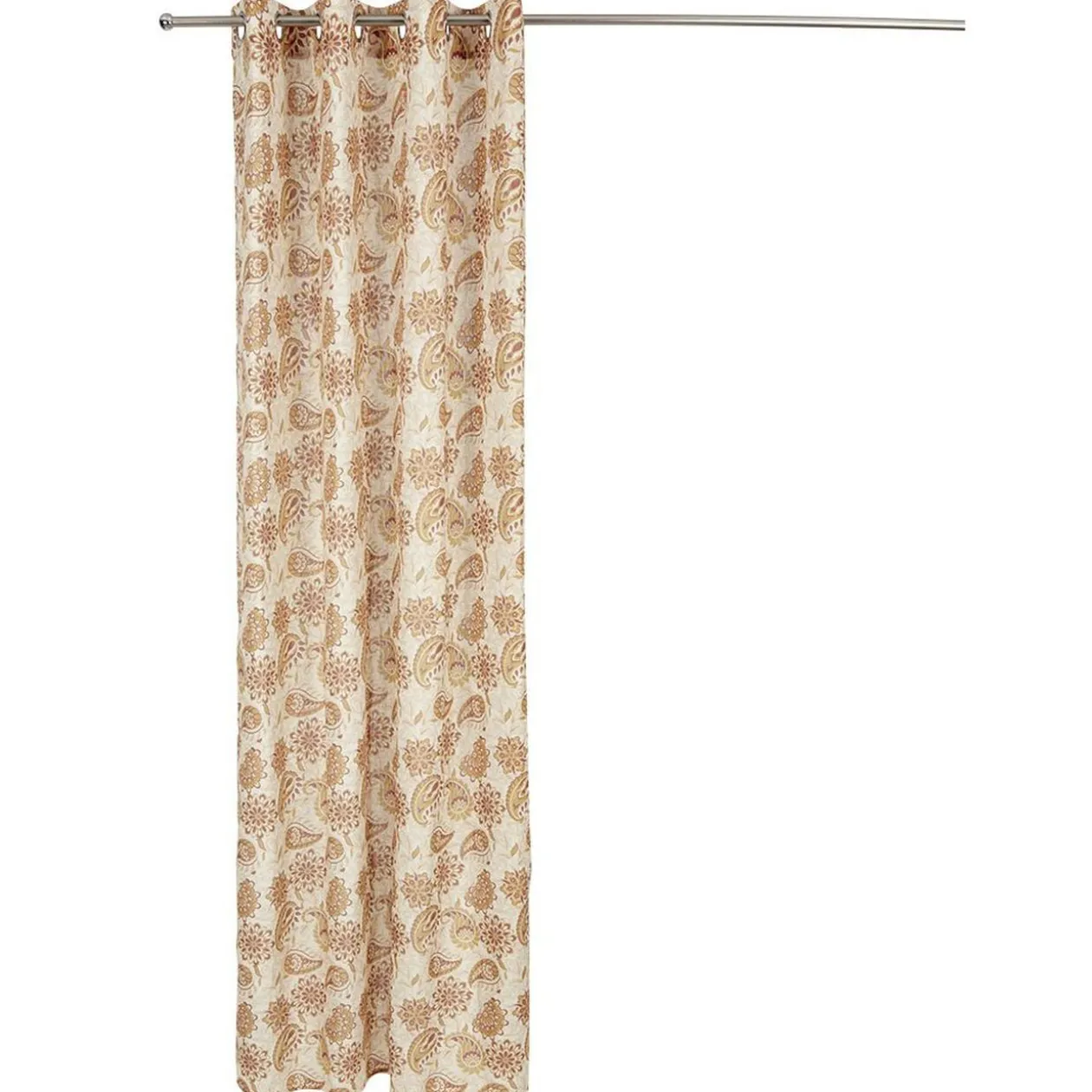 Rideau orange imprimé fleurs lin et polyester 140x240cm