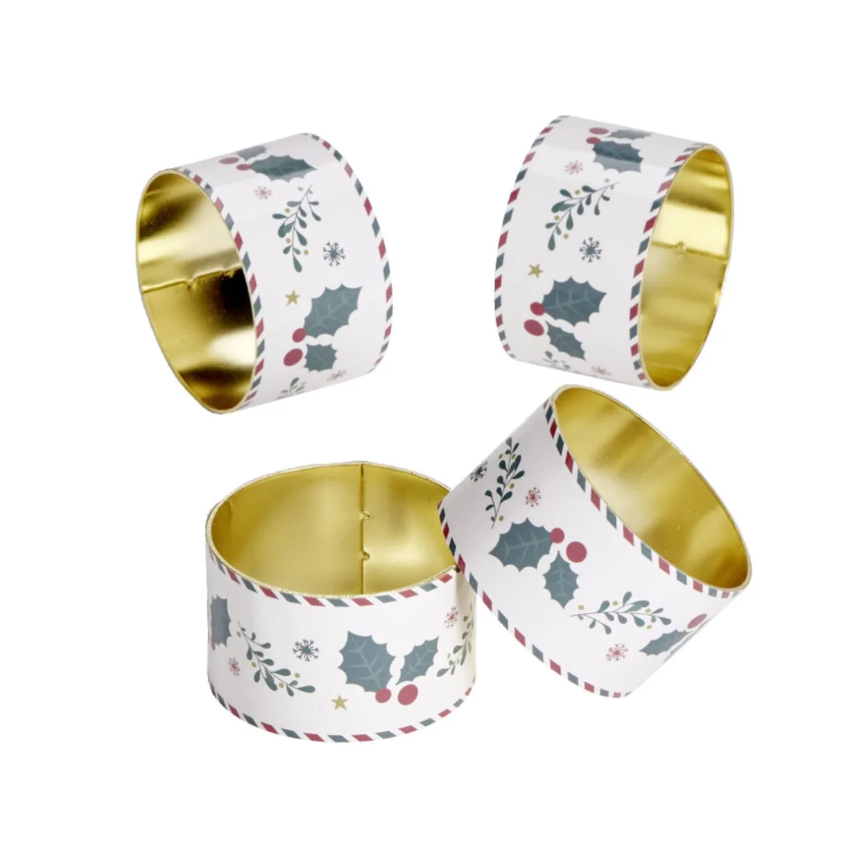 Rond de serviette en zinc motif houx Ø5cm 4 pièces < Gifi Clearance