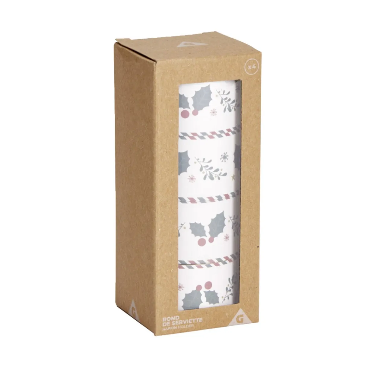 Rond de serviette en zinc motif houx Ø5cm 4 pièces < Gifi Clearance