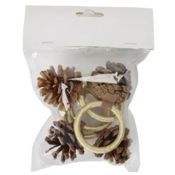 Rond de serviette X4 pcs forme pomme de pin bois et polyester L6X6XH12 cm coloris naturel