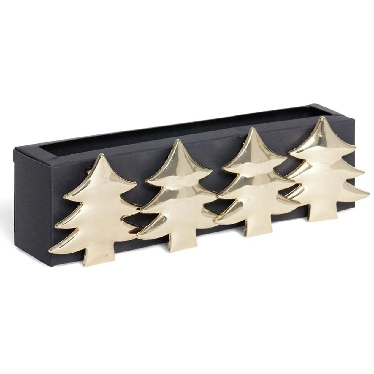Rond serviette sapin métal rose x4